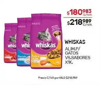 Nini Mayorista Whiskas Alim. p/Gatos vs. sabores x1k oferta