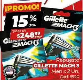 Diarco Gillette Mach3 Men Repuesto x2 un oferta