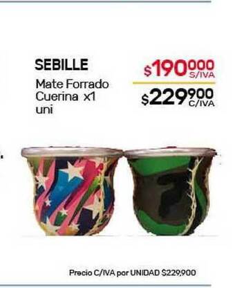 Nini Mayorista Sebille Mate Forrado Cuerina x1 uni oferta