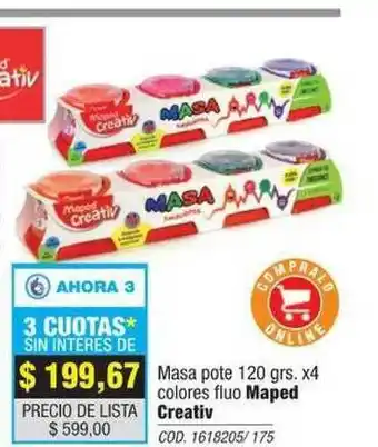 Rio Shop Deco Masa Pote 120 Grs. X 4 Colores Fluo Maped Creativ oferta