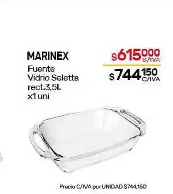 Nini Mayorista Marinex Fuente Vidrio Seletta rect. 3,5l. x1 uni oferta