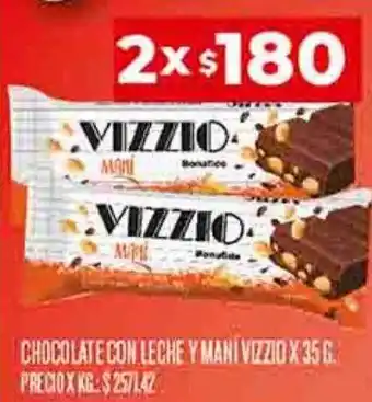Supermercados DIA Chocolate con leche y maní vizzio oferta