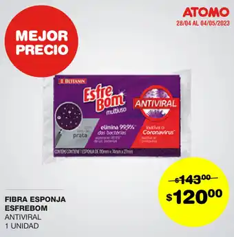 Atomo Conviene FIBRA ESPONJA ESFREBOM ANTIVIRAL 1 UNIDAD oferta