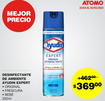 Atomo Conviene DESINFECTANTE DE AMBIENTE AYUDIN EXPERT 332ml oferta