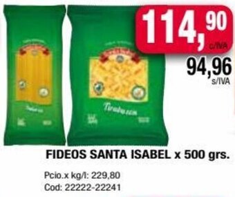 Maxiconsumo FIDEOS SANTA ISABEL x 500 grs. oferta