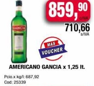 Maxiconsumo AMERICANO GANCIA x 1,25 It. oferta