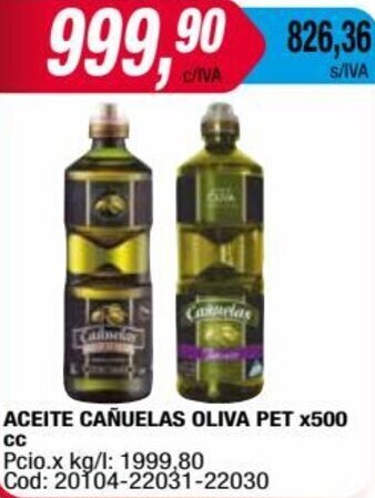 Maxiconsumo ACEITE CAÑUELAS OLIVA PET X500 CC oferta