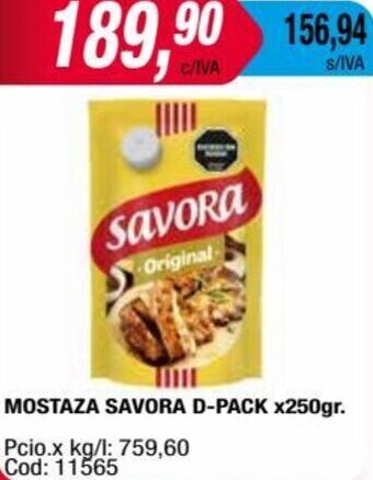 Maxiconsumo MOSTAZA SAVORA D-PACK X250gr. oferta