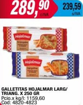 Maxiconsumo GALLETITAS HOJALMAR LARG/ TRIANG. X 250 GR oferta
