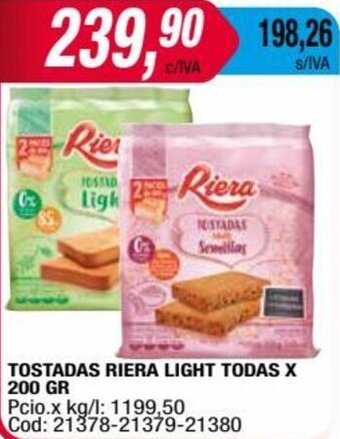 Maxiconsumo TOSTADAS RIERA LIGHT TODAS X 200 GR oferta