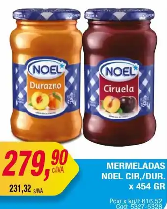 Maxiconsumo MERMELADAS NOEL CIR,/DUR. x 454 GR oferta