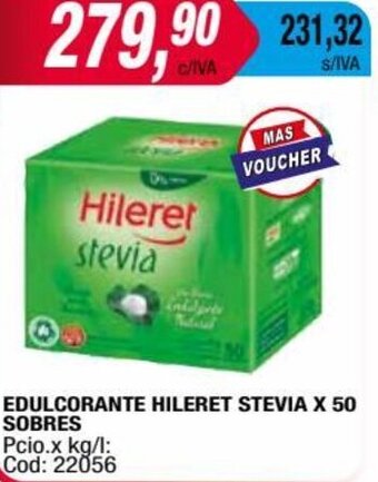 Maxiconsumo EDULCORANTE HILERET STEVIA X 50 SOBRES oferta