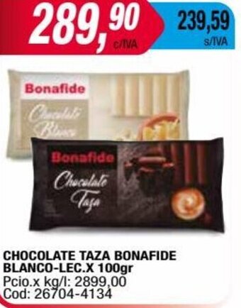 Maxiconsumo CHOCOLATE TAZA BONAFIDE BLANCO-LEC.X 100gr oferta
