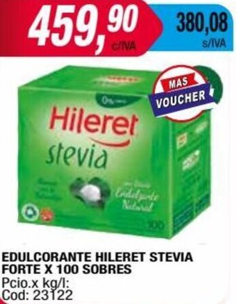 Maxiconsumo EDULCORANTE HILERET STEVIA FORTE X 100 SOBRES oferta