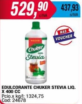 Maxiconsumo EDULCORANTE CHUKER STEVIA LIQ. X 400 CC oferta