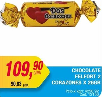 Maxiconsumo CHOCOLATE FELFORT 2 CORAZONES X 26GR oferta