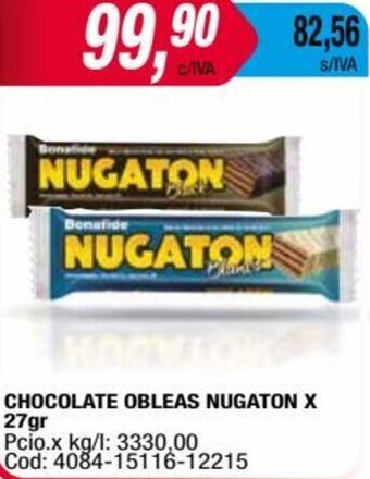 Maxiconsumo CHOCOLATE OBLEAS NUGATON X 27gr oferta