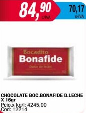 Maxiconsumo CHOCOLATE BOC.BONAFIDE D.LECHE X 16gr oferta