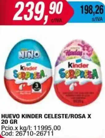 Maxiconsumo HUEVO KINDER CELESTE/ROSA X 20 GR oferta