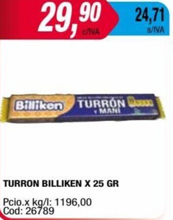 Maxiconsumo TURRON BILLIKEN X 25 GR oferta