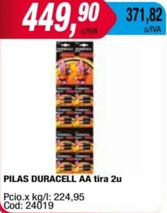 Maxiconsumo PILAS DURACELL AA tira 2u oferta
