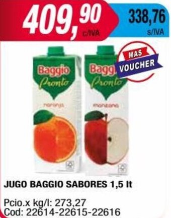 Maxiconsumo JUGO BAGGIO SABORES 1,5 It oferta