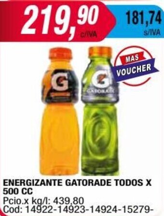 Maxiconsumo ENERGIZANTE GATORADE TODOS X 500 CC oferta