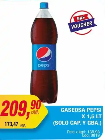 GASEOSA PEPSI X 1,5 LT (SOLO CAP. Y GBA.)