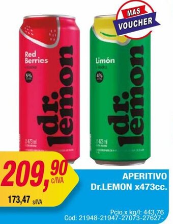 Maxiconsumo APERITIVO Dr.LEMON x473cc. oferta