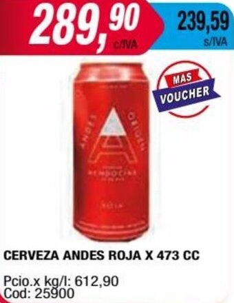 Maxiconsumo CERVEZA ANDES ROJA X 473 CC oferta