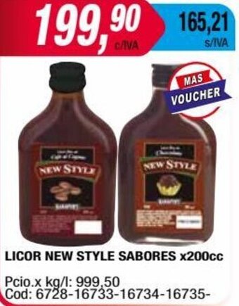 Maxiconsumo LICOR NEW STYLE SABORES x200cc oferta