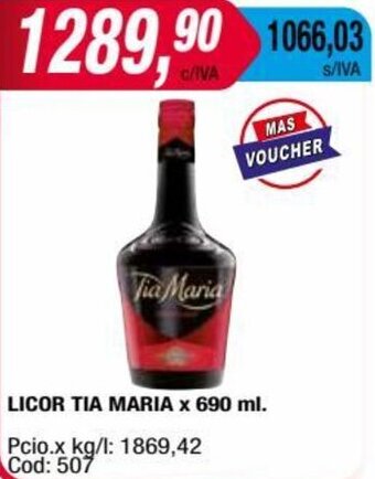 Maxiconsumo LICOR TIA MARIA x 690 ml. oferta