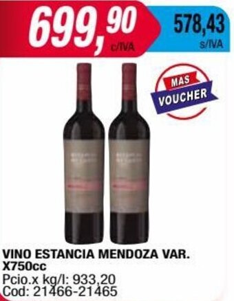 Maxiconsumo VINO ESTANCIA MENDOZA VAR. X750cc oferta