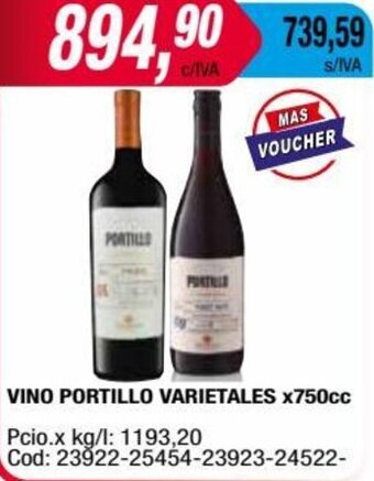 Maxiconsumo VINO PORTILLO VARIETALES x750cc oferta