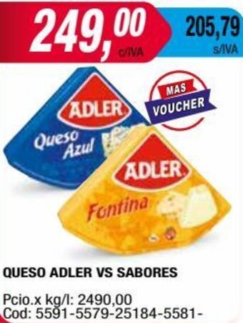 Maxiconsumo QUESO ADLER VS SABORES oferta