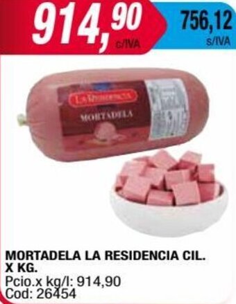Maxiconsumo MORTADELA LA RESIDENCIA CIL. X KG. oferta