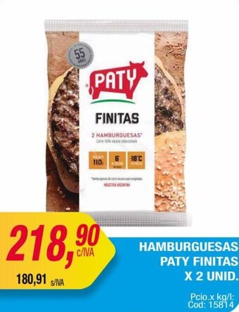 Maxiconsumo HAMBURGUESAS PATY FINITAS X 2 UNID. oferta