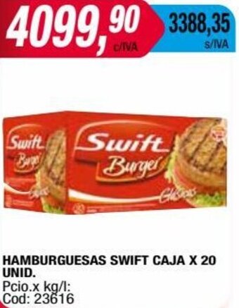 Maxiconsumo HAMBURGUESAS SWIFT CAJA X 20 UNID. oferta