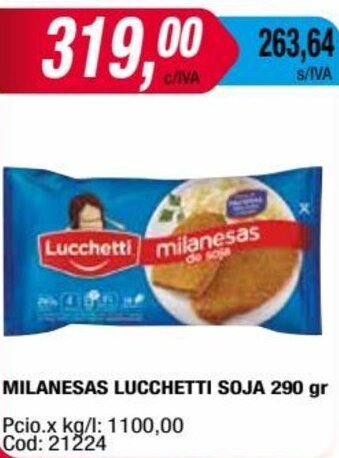 Maxiconsumo MILANESAS LUCCHETTI SOJA 290 gr oferta