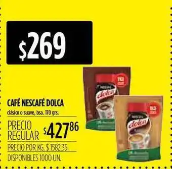 Supermercados Vea Café Nescafé Dolca clásico o suave, bsa. 170 grs. oferta