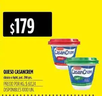 Supermercados Vea Queso Casancrem clasico o light, pot. 290 grs. oferta