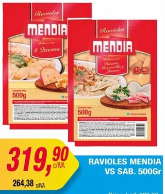 Maxiconsumo RAVIOLES MENDIA VS SAB. 500Gr oferta