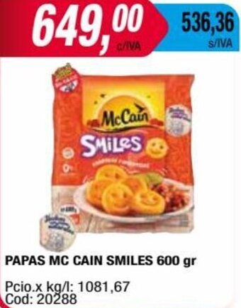 Maxiconsumo PAPAS MC CAIN SMILES 600 gr oferta