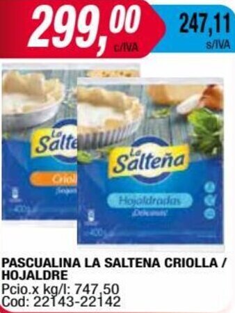 Maxiconsumo PASCUALINA LA SALTENA CRIOLLA / HOJALDRE oferta
