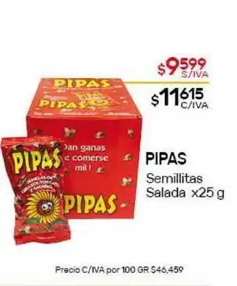 Nini Mayorista Pipas Semillitas Salada x25g oferta