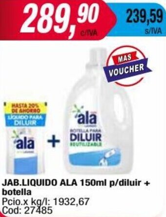 Maxiconsumo JAB.LIQUIDO ALA 150ml p/diluir + botella oferta