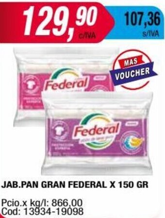 Maxiconsumo JAB.PAN GRAN FEDERAL X 150 GR oferta