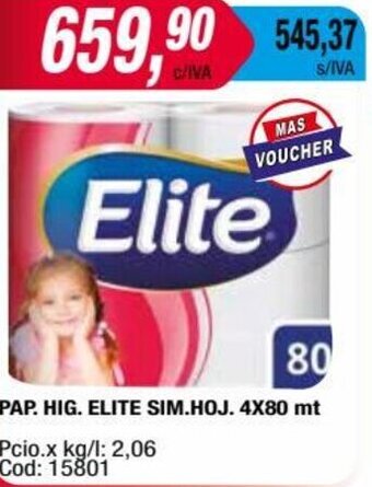 Maxiconsumo PAP. HIG. ELITE SIM.HOJ. 4X80 mt oferta