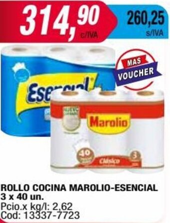 Maxiconsumo ROLLO COCINA MAROLIO-ESENCIAL 3 x 40 un. oferta