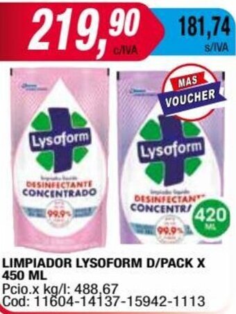 Maxiconsumo LIMPIADOR LYSOFORM D/PACK X 450 ML oferta